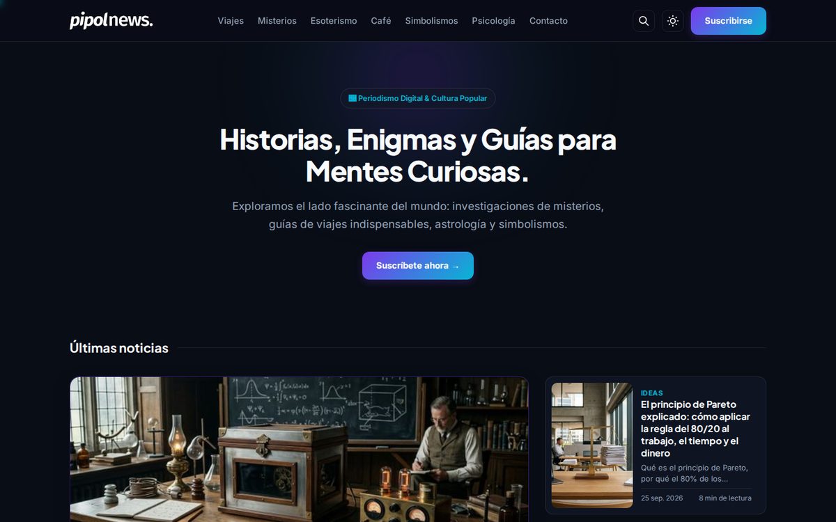 pipol.news homepage in dark mode running the Vanta theme